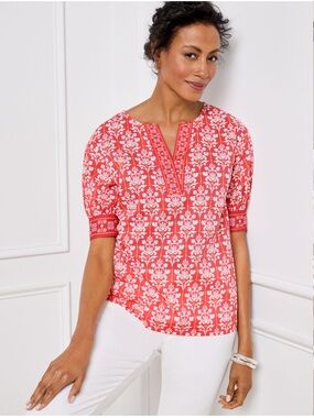 Talbots Top 0P Popover Coral
